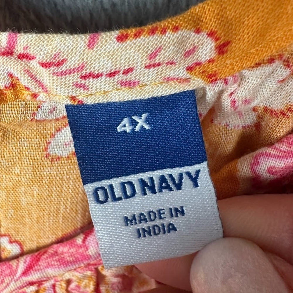Old Navy Dress Womens 4X Orange Floral Tie Strap Midi Lightweight Beach Resort - Picture 9 of 14